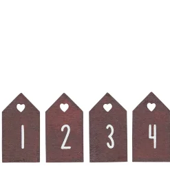 Adventsanhänger Haus rot, Zahlenset 1bis 4, Geschenkanhänger, 4x2cm, Ib Laursen