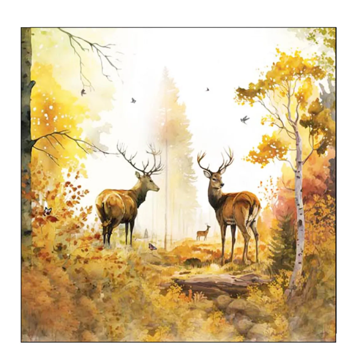 Ambiente Papierservietten Hirsche auf Waldlichtung, 33x33cm