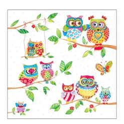 Ambiente Papierservietten bunte Eulen, 33x33cm