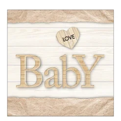 Ambiente Papierservietten Geburt, Holzoptik Baby, Baby Love Nature, 33x33cm