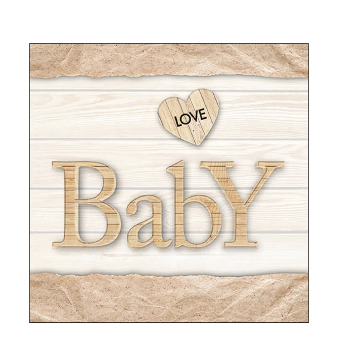Ambiente Papierservietten Geburt, Holzoptik Baby, Baby Love Nature, 33x33cm