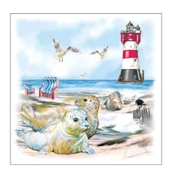 Ambiente Papierservietten Robben am Strand, Seals on Beach, Lunch 33x33cm