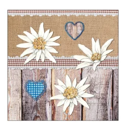 Ambiente Papierservietten Edelweiß rustikal, 33x33cm