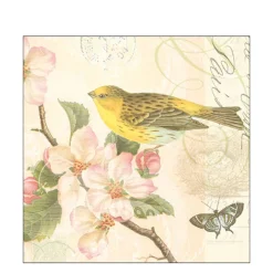Ambiente Papierservietten Vogel, Schmetterling und Blumen Nostalgie, 33x33cm