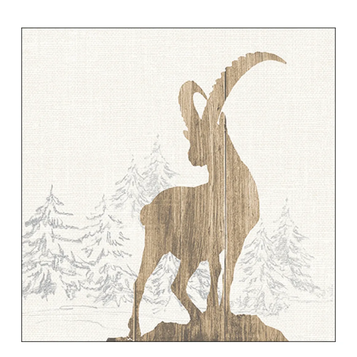 Ambiente Papierservietten Steinbock Ibex holzoptik, 33x33cm