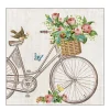 Ambiente Papierservietten Fahrrad mit Rosenkorb, Robin on bike, 33x33cm