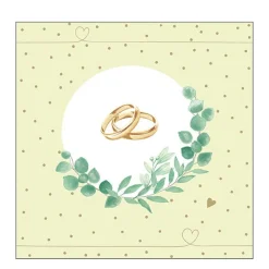 Ambiente Papierservietten Hochzeit Eheringe, Wedding Branch Green, 33x33cm