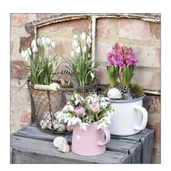 Ambiente Papierservietten Frühling, Maiglöckchen im Topf, 33x33cm