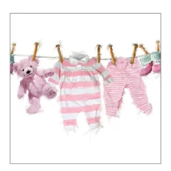 Ambiente Papierservietten Geburt, Babykleidung rosa, Baby Girl Clothes, 33x33cm