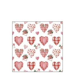 Ambiente Papierservietten Herzen rot, Lovely hearts, 25x25cm