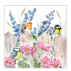 Ambiente Papierservietten, Vögel auf Gartenzaun, 33x33cm