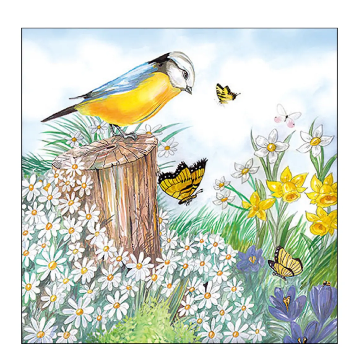 Ambiente Papierservietten, Vogel auf Baumstamm, 33x33cm