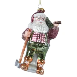 Baumschmuck Weihnachten, Weihnachtsmann Holzfäller, 13cm, Kaemingk