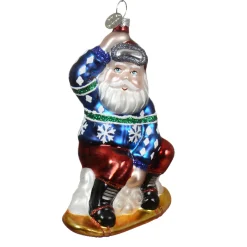 Baumschmuck Weihnachten, Weihnachtsmann mit Snowboard, 14cm, Kaemingk