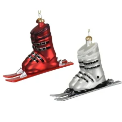 Baumschmuck Wintersport, Skistiefel weiß, 12cm