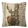 Baumwoll Kissen Hirsch Leo, Hirsch im Wald bestickt, 45x45cm, Mars & More