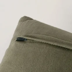 Baumwoll-Leinen Kissen Ramoni, Blumenkissen salbeigrün, rosa-beige bestickt, 45x45cm, Boltze Home Collections