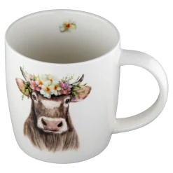 Becher Kuh Adelheid, Henkelbecher mit Kuhmotiv Blumenkranz, 380ml, Gilde