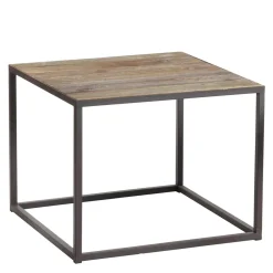 Beistelltisch Victoria, Eisengestell mit Altholzplatte, 40x40cm, WMG Grünberger