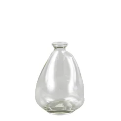 Blumenvase Kiesel, kleine Glasvase bauchig lang klar, 8x12cm