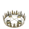 Deko Adventskranz antik gold, runder Teelichthalter mit Tannenbäume, Ø26cm