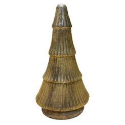 Deko Baum, rustikaler runder Glasbaum, antikgold, auf Holzfuß, 41cm