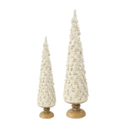 Deko Baum, schlanker Wollbaum mit Holzfuß, 54cm