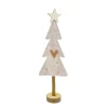 Deko Baum Weihnachten, Filzbaum mit Stern und Herz und Holzstamm, beige, 37cm