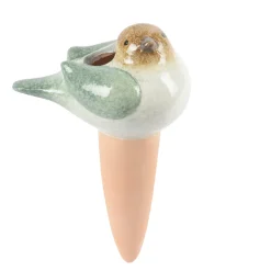 Deko Bewässerungsvogel braun-grün, Keramikvogel für Pflanzenbewässerung,15cm