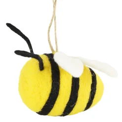 Deko Biene aus Filz zum Hängen, Filzbiene gelb-schwarz, 5x4cm