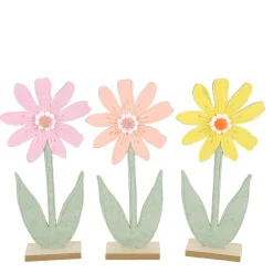 Deko Blume, Filzblume lachs auf Holzsockel, 33cm