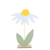 Deko Blume Margarite, Filzblume gelb-weiß auf Holzsockel, 27cm