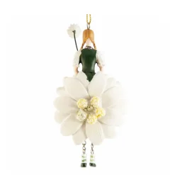 Deko Blumenmädchen, Edelweißmädchen, weiß-grün, 11cm, Hänger, Fiebiger Floristik