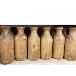 Deko Blumenvase Flasche Naturholz, Holzflasche, Kerzenständer oder Blumenvase aus Naturholz, 25cm