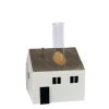 Deko Blumenvase Haus, kleines weißes Holzhaus mit Reagenzglas, 5x7cm