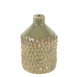 Deko Blumenvase Noppen,Keramikvase olive genoppt, 13cm