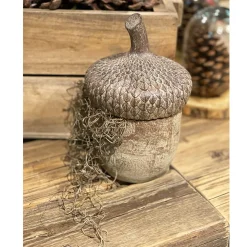 Deko Eichel in Holzoptik, Eichelgefäß mit abnehmbaren Deckel, Vorratsdose, 22cm