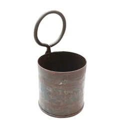 Deko Eisentopf Vintage mit Ring, Metalltopf im Industrial Style, 21x11cm