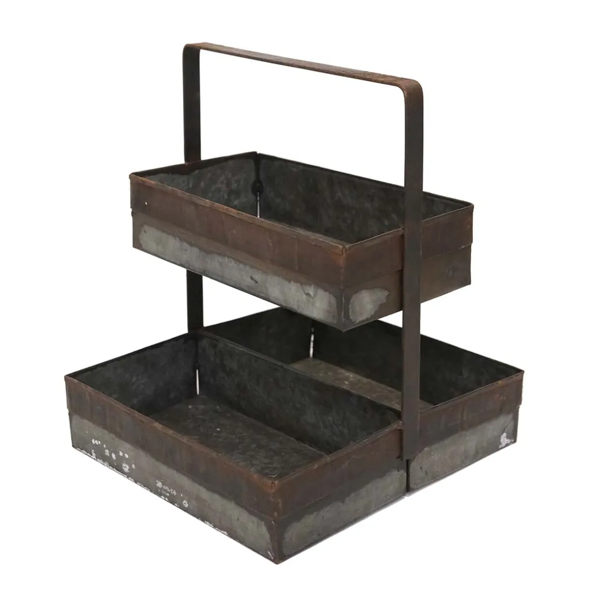 Deko Etagere Lyan used look, Metalltabletts 2-stufig, 35x30cm, Trademark Living
