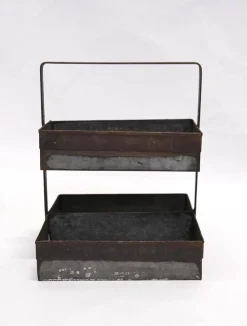 Deko Etagere Lyan used look, Metalltabletts 2-stufig, 35x30cm, Trademark Living