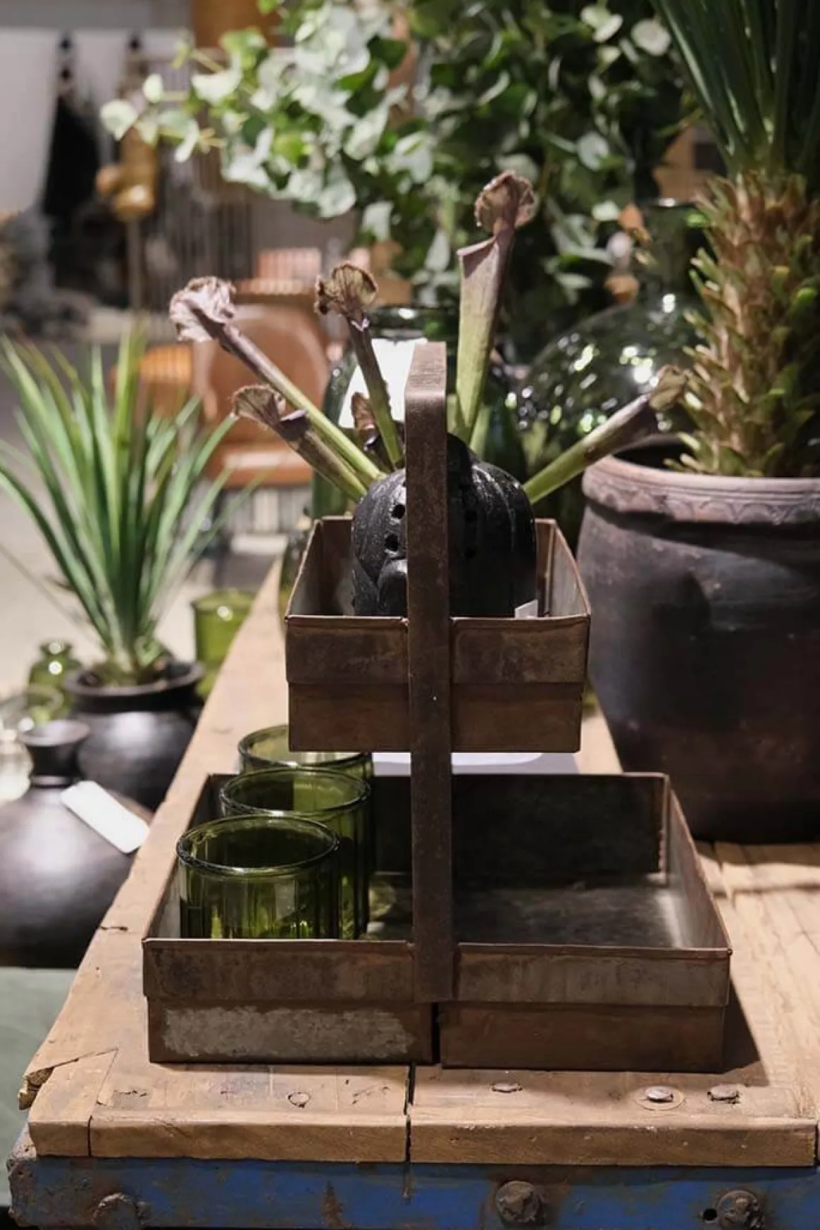 Deko Etagere Lyan used look, Metalltabletts 2-stufig, 35x30cm, Trademark Living