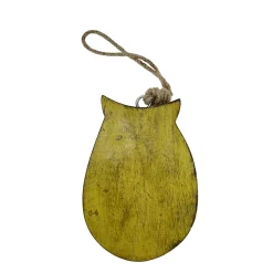 Deko Eule, Holzeule zum Hängen, grün/braun, 14cm