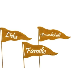 Deko Fahne, Rostfahne, Wimpel mit Schriftzug Familie, 10x26cm, Edelrost