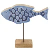 Deko Fisch, Holzfisch mit Lackoberfläche auf Fuß, blau-natur, 25x25cm, DIJK Natural Collections