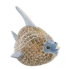 Deko Fisch Kokosnuß, Holzfisch natur-blau, 34x28cm, DIJK Natural Collections