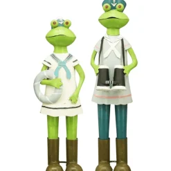 Deko Frosch, Metallfrosch Matrose mit Fernglas, 55cm, Metall