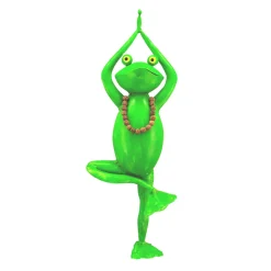 Deko Frosch Yoga, Metallfrosch mit Kette, Yogafrosch, 57cm