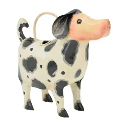 Deko Gießkanne Hund Dalmatiner, Metallhund schwarz-weiß, 42cm