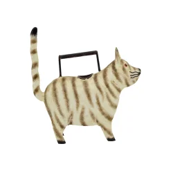 Deko Gießkanne Katze, Metallkatze getigert, 30cm