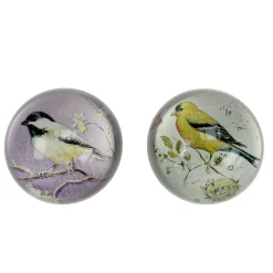 Deko Glas Briefbeschwerer, Vogel mit Nest, creme, 7cm